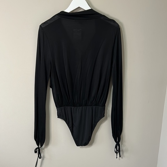 All Saints Penelope Tie Neck Bodysuit Loose Fit V-Neck Long Tie Sleeve Sz 2 NEW - Picture 9 of 14